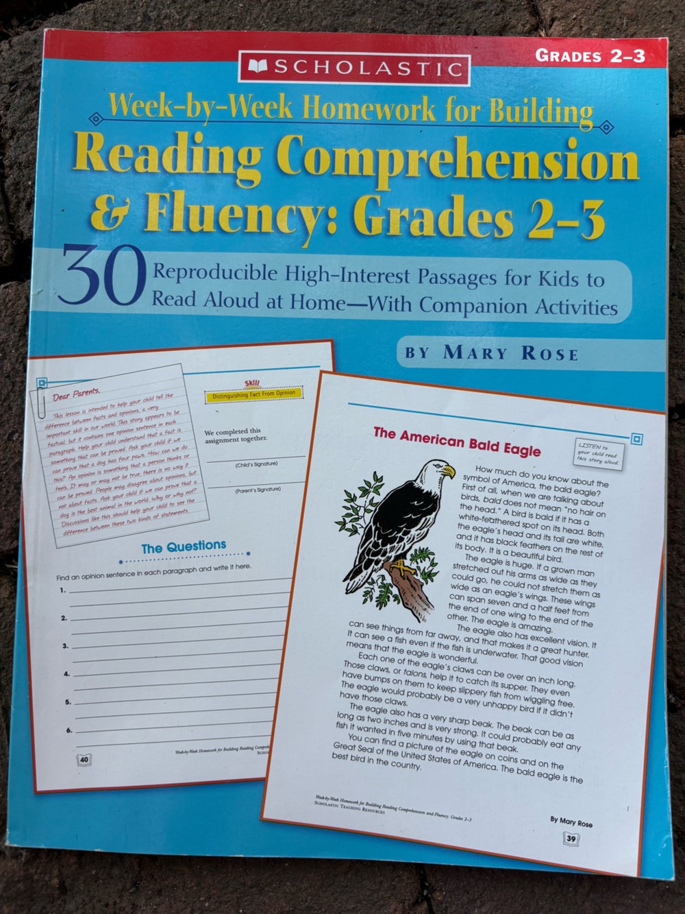 Scholastic Reading Comprehension & Fluency Workbook — Teal and Yellow Cover